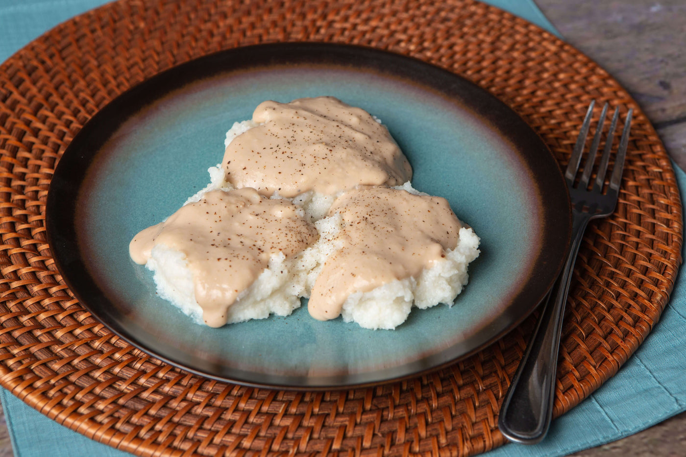 Pureed Sausage Gravy and Biscuits