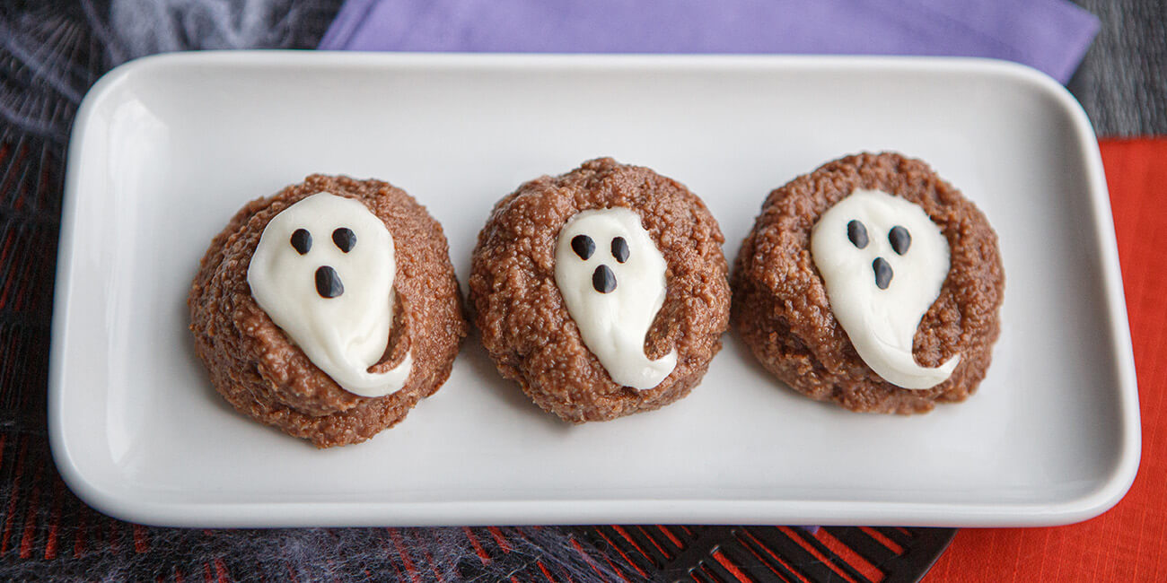 Chocolate Thumbprint Ghost Cookies