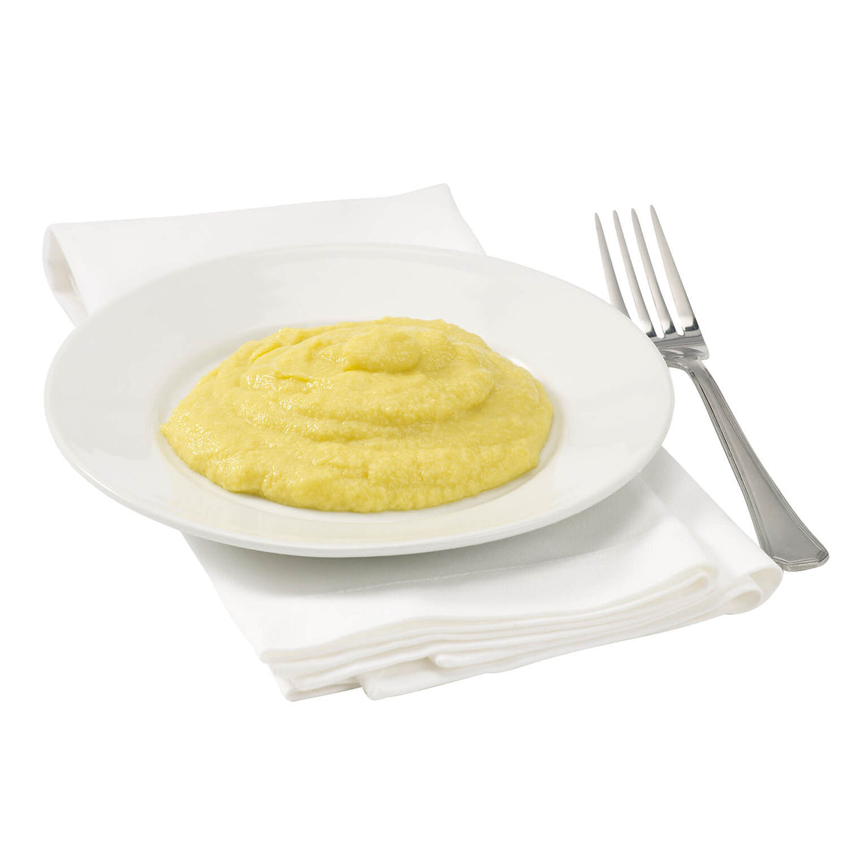 corns and a fork on a white background.