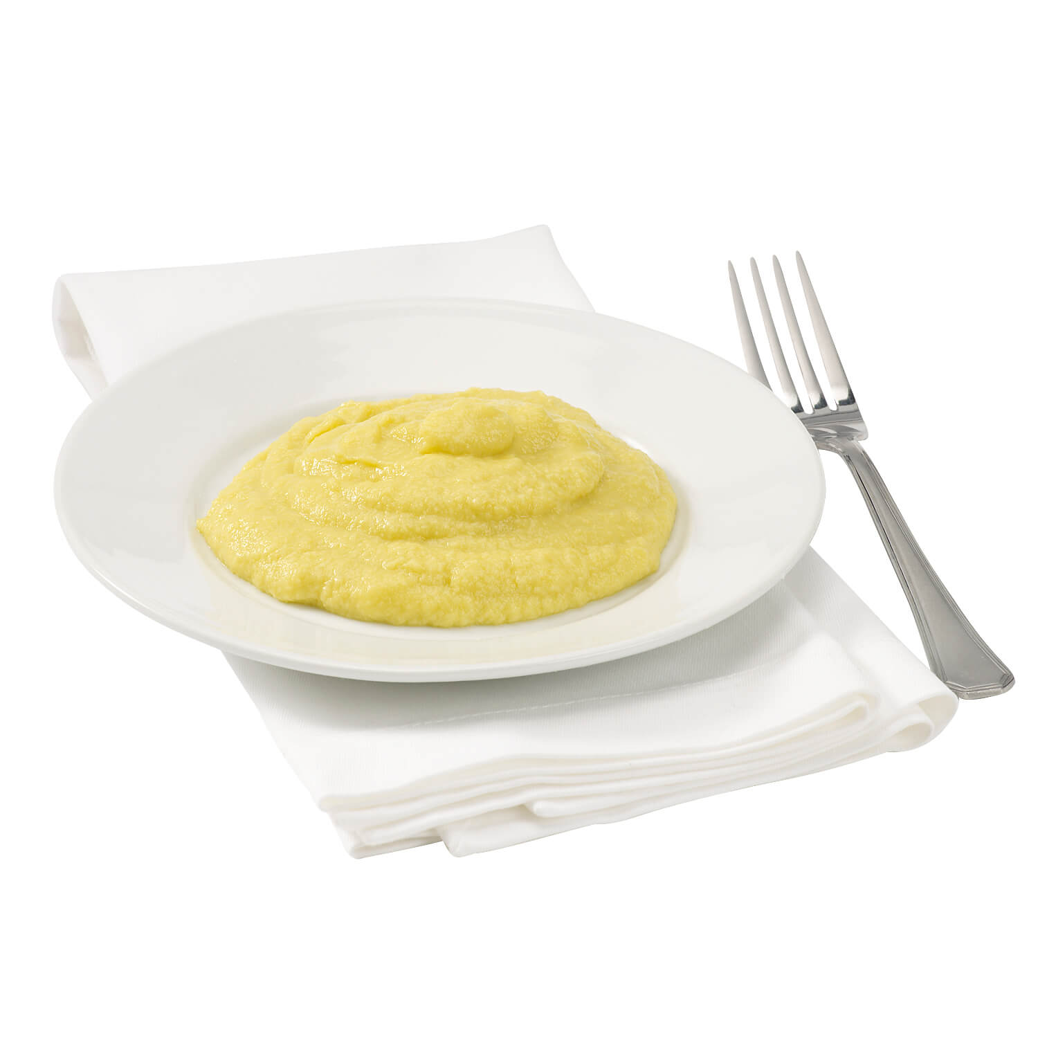 corns and a fork on a white background.