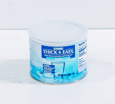 Lyon's Thick & Easy container on a white background.