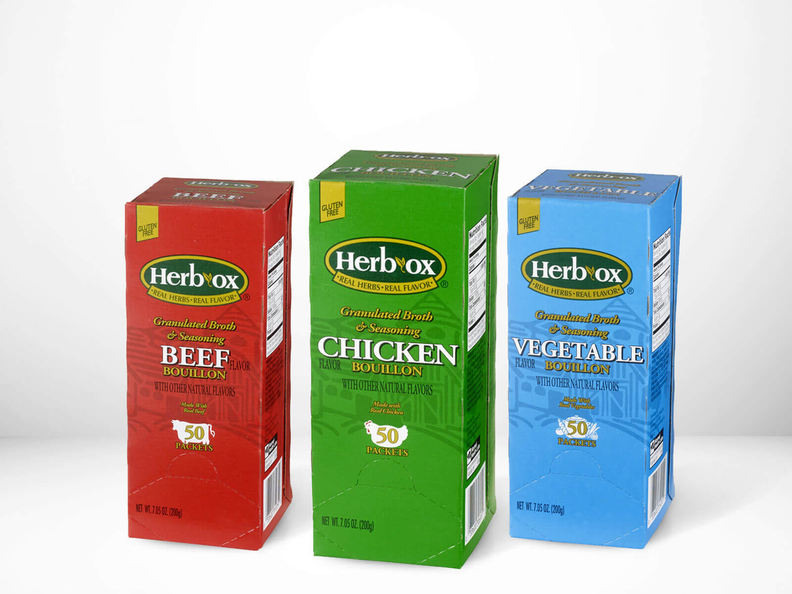 All flavors of Health Labs Herb-Ox® Instant Broth.