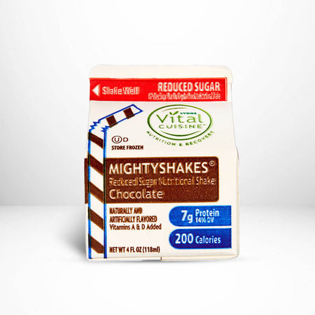 Vital Cuisine MightyShakes Reduced Sugar Nutritional Shake package on a white background.