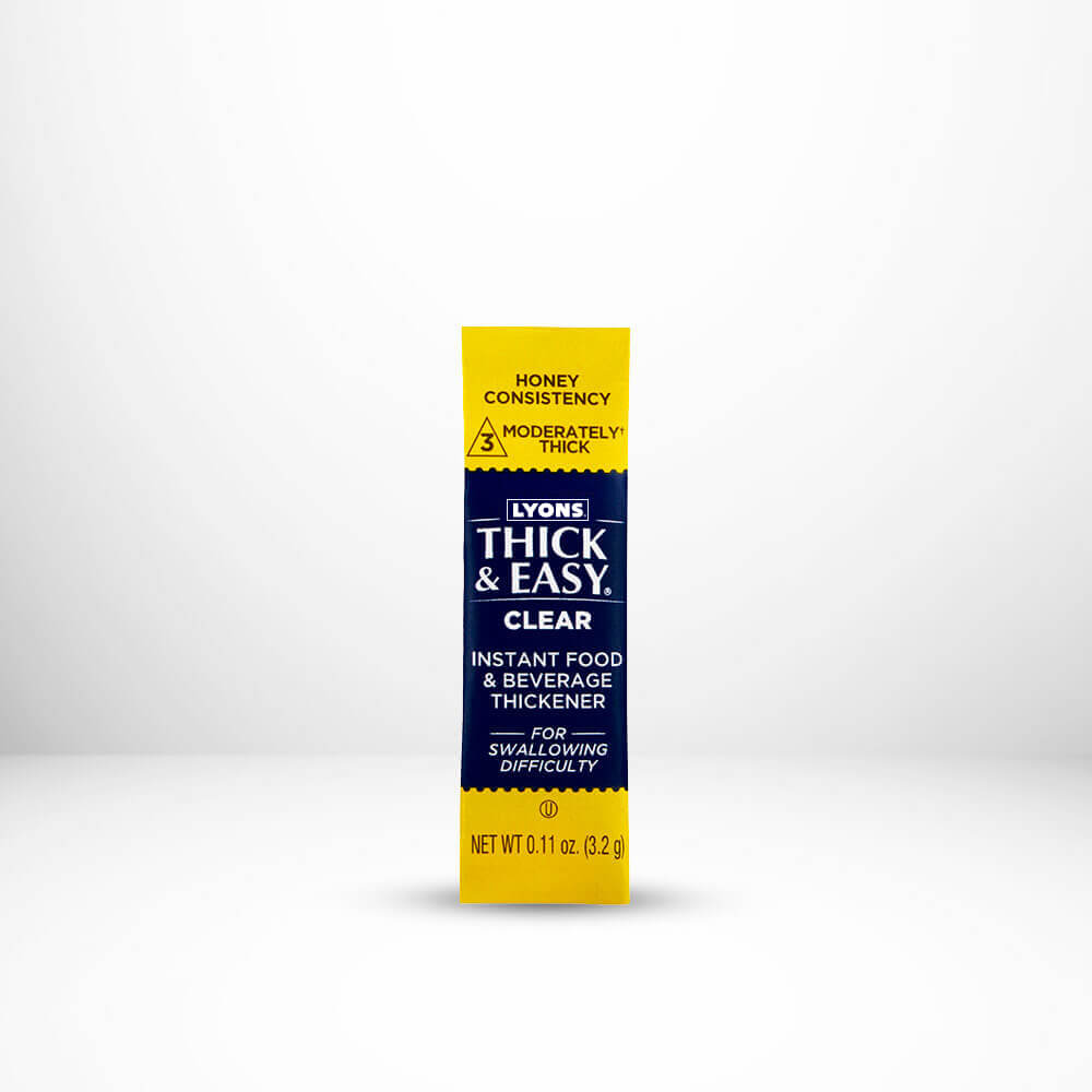 Box of Lyons Thick & Easy Clear on a white background.