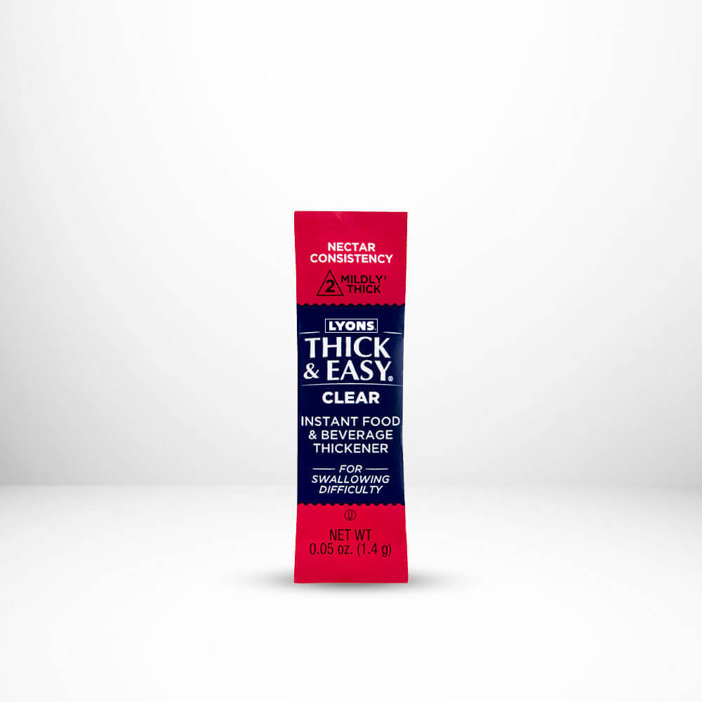 Box of Lyons Thick & Easy Clear thickener on a white background.