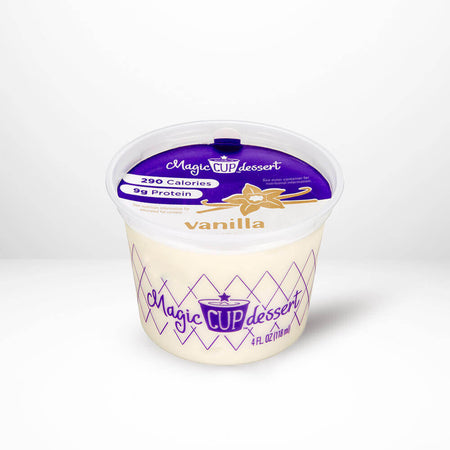 Vanilla Magic Cup dessert container on a white background.