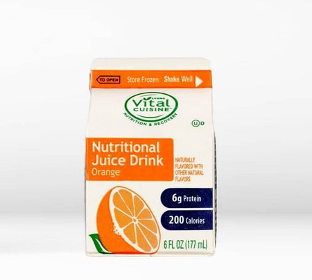 Box of Vital Cuisine Nutritional Juice Drink Orange on a white background.